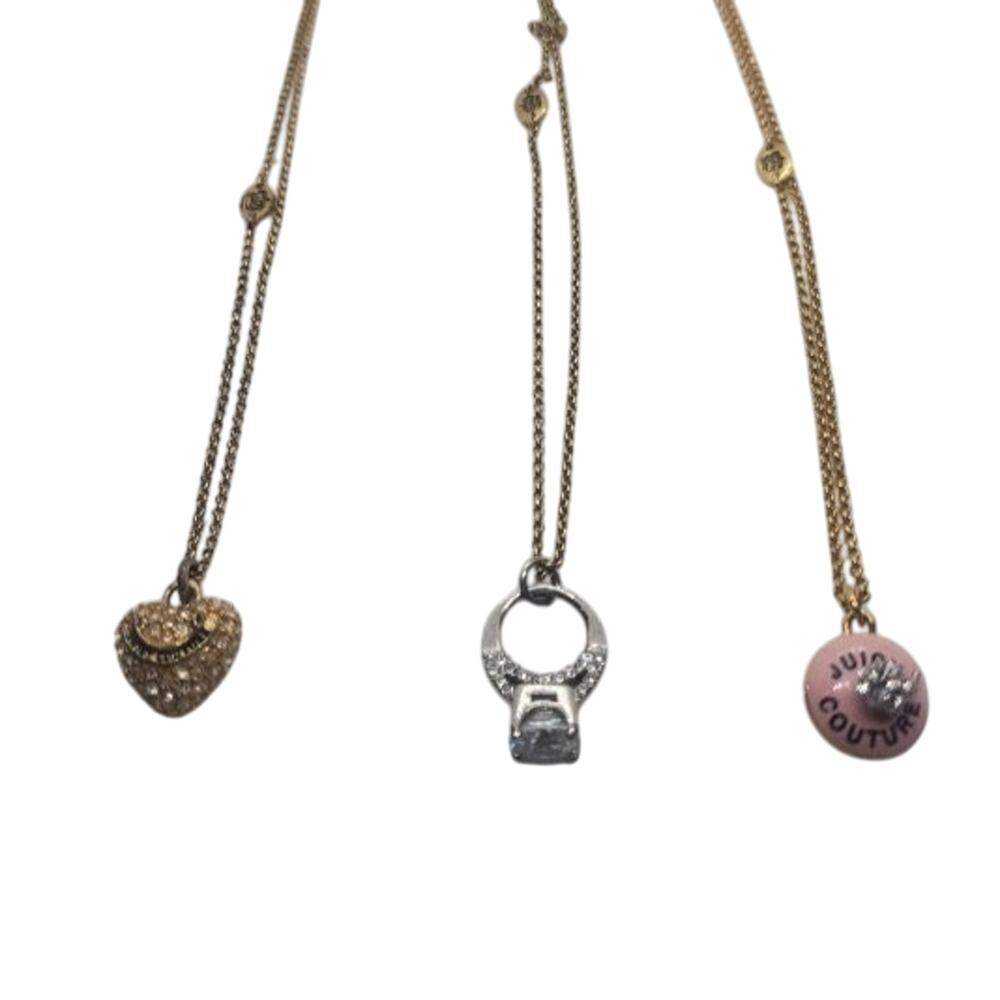 Juicy Couture Trio Of Necklaces - Vintage Y2K Jewelry - Ring Cupcake Heart